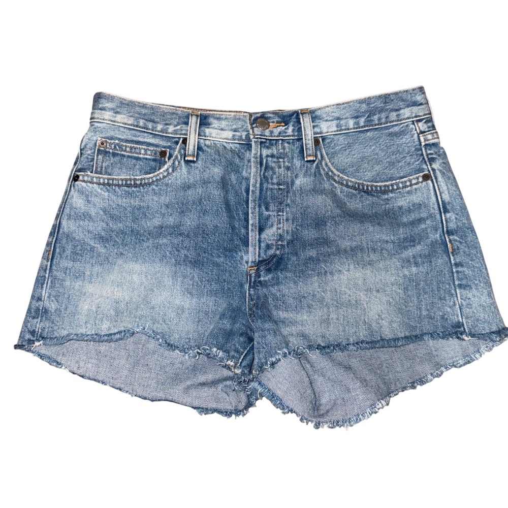 Denim Forum The Ex Boyfriend Short 27 Blue High Rise Raw Hem Aritzia Festival